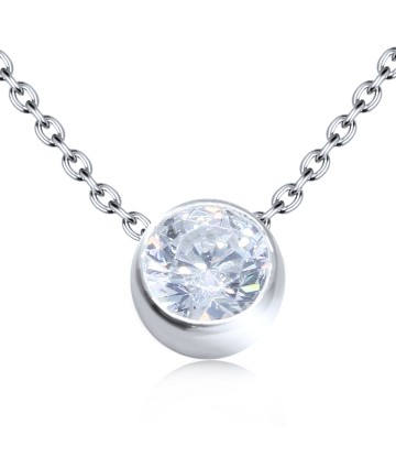 Circle Shaped CZ Silver Necklace SPE-2075